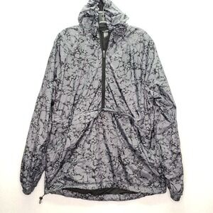Dip Windbreaker Mens Medium Gray Marble Print Lightweight Pullover Hooded Jacket
